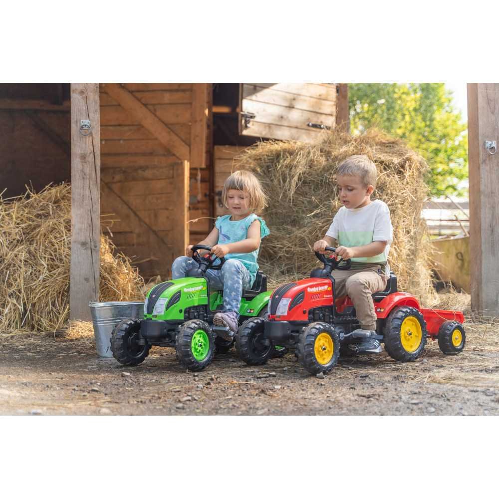 FALK Country Farmer pedalinis traktorius su priekaba žalias 2-5 metų amžiaus-Judėjimui, Minami traktoriai ir jų priedai-e-vaikas