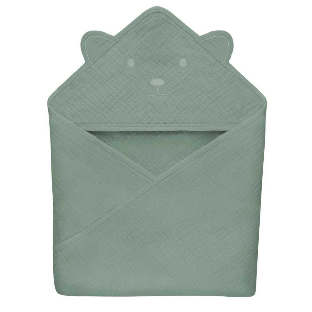 LO-MUSLIN HOODED TOWEL GREEN FOREST