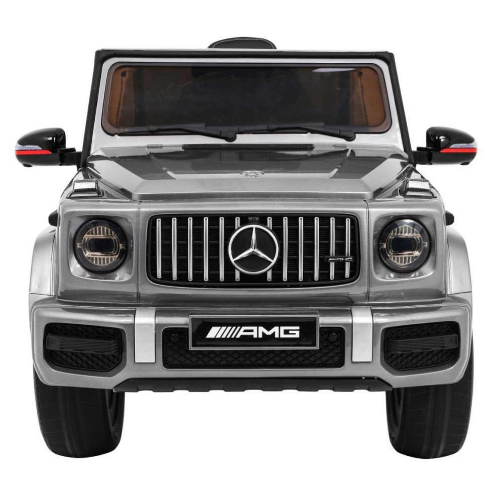 Mercedes AMG G63 vaikams Sidabrinis lakas + nuotolinio valdymo pultas + MP3 LED + lėtas paleidimas + EVA + diržai-Elektromobilia