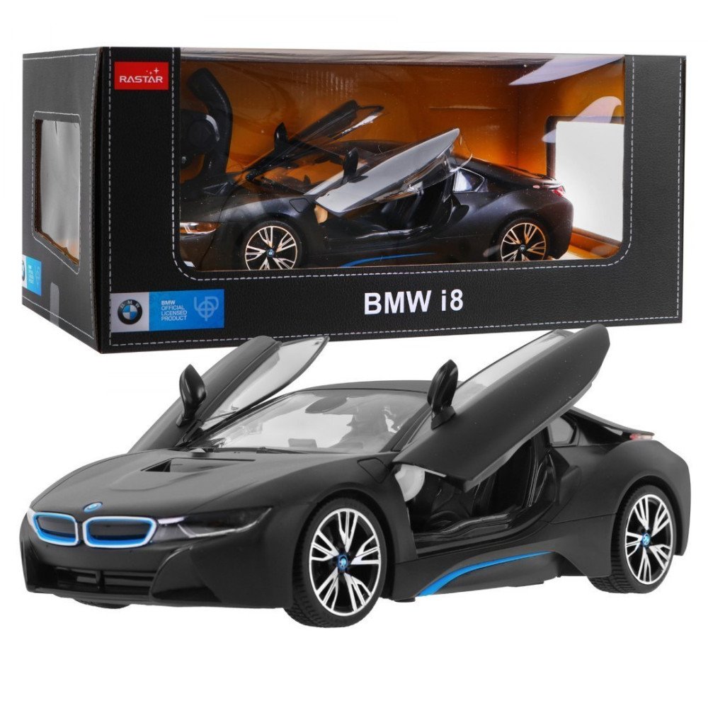 BMW i8 juodas RASTAR 1:14 nuotolinio valdymo automobilis + 2,4 GHz nuotolinio valdymo pultas-RAMIZ-e-vaikas