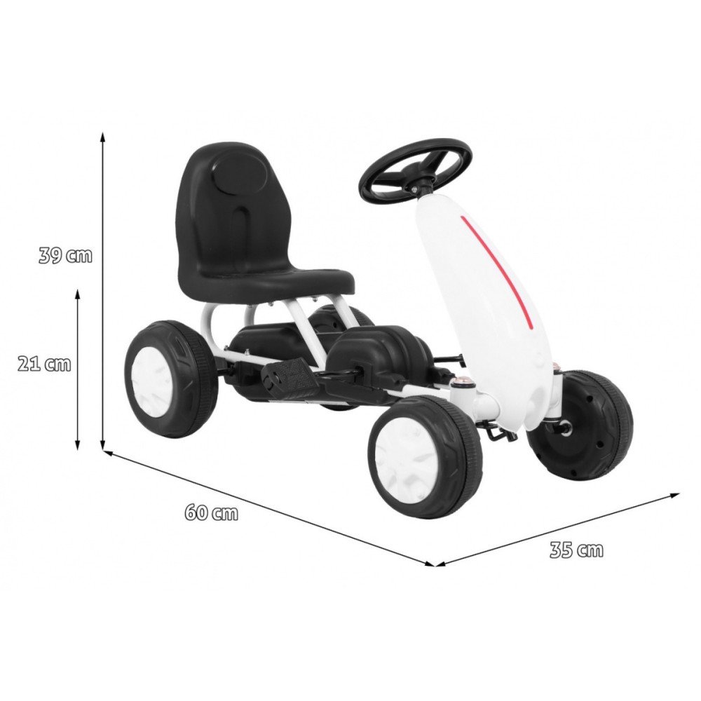 Pirmasis pedalinis kartingas mažiems vaikams Baltas + Grandininė pavara + Ratai su guma