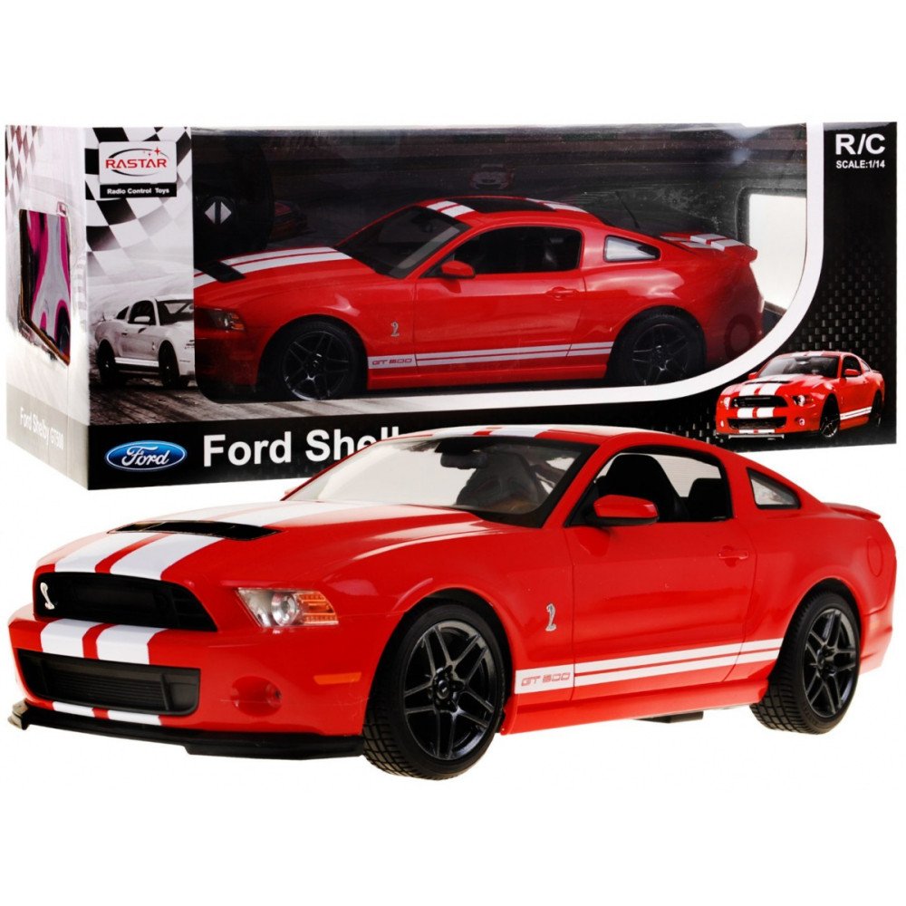 Ford Shelby Mustang GT500 raudonas RASTAR modelis 1:14 nuotolinio valdymo automobilis + nuotolinio valdymo pultelis