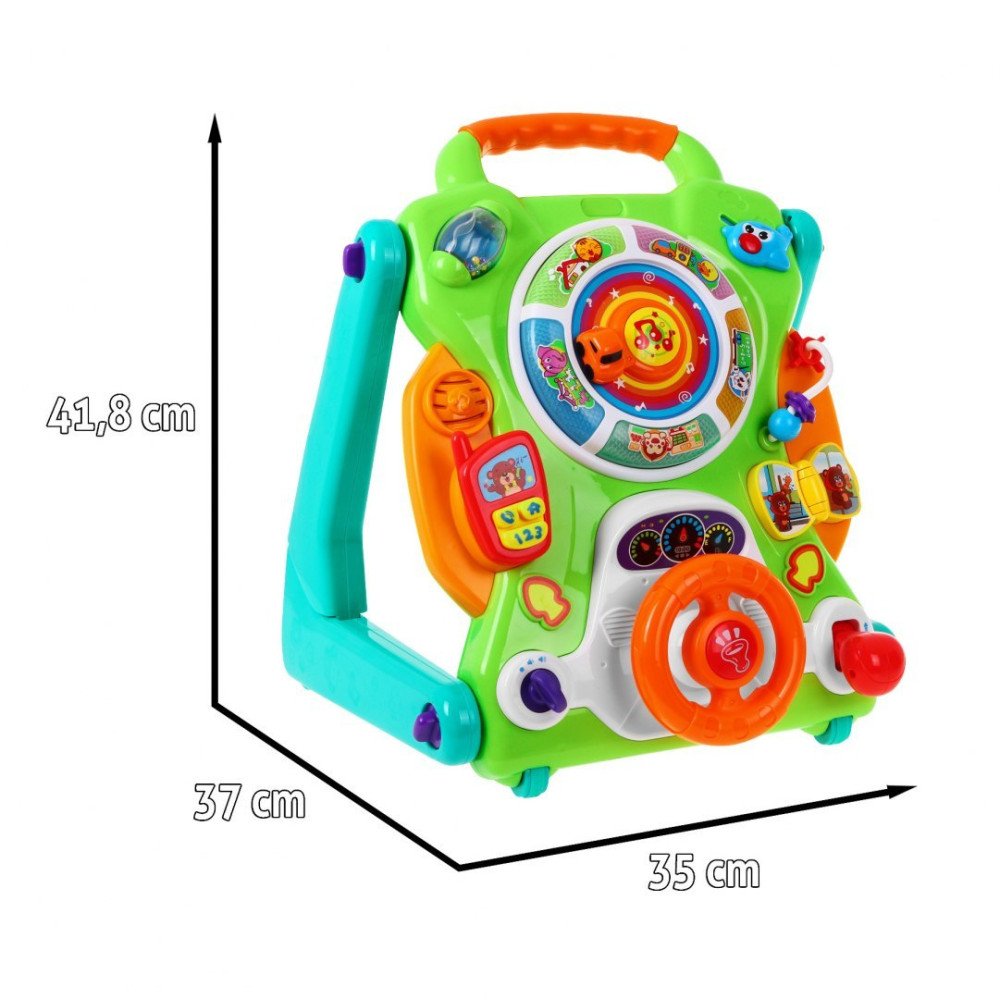 Interaktyvus "4-in-1" kūdikių vežimėlis 9-18m+ Stumdukas + stalas + sensorinė lenta + dėlionės