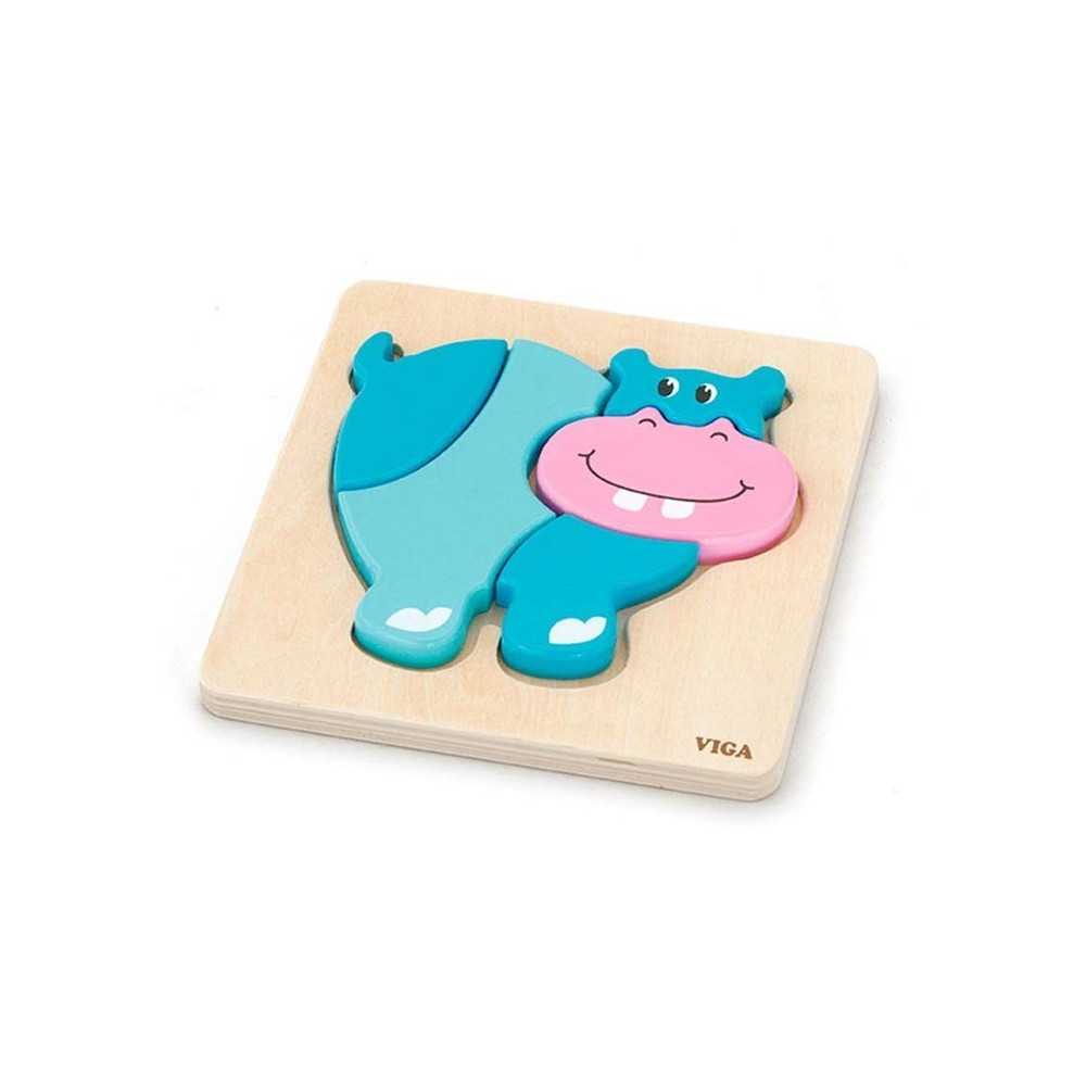 Viga 59932 Shape Block Puzzle - Hippo