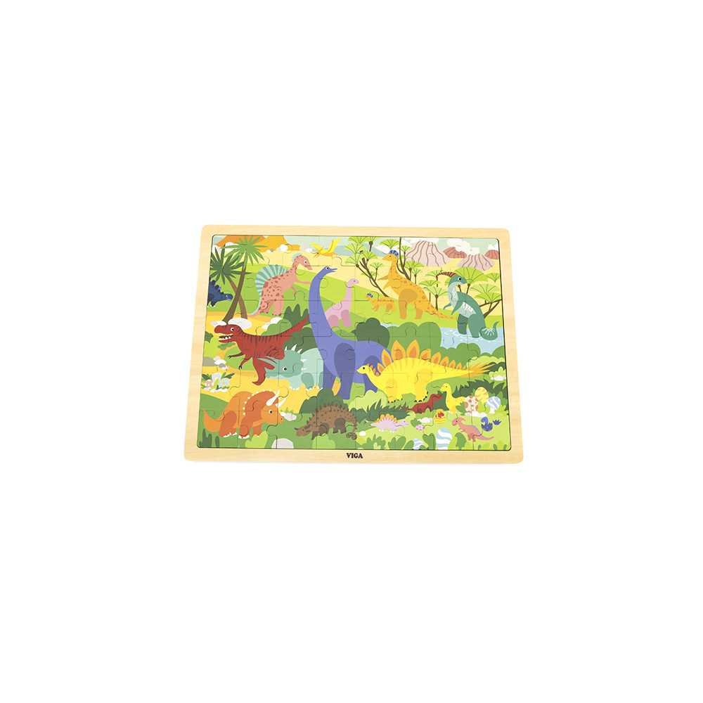 Viga 44584 Puzzle na podkładce 48 elementów - poznajemy dinozaury