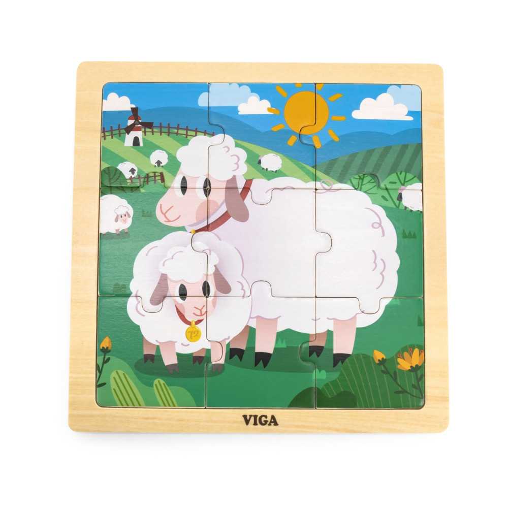 Viga 44622 Puzzle na podkładce 9 elementów - Owca