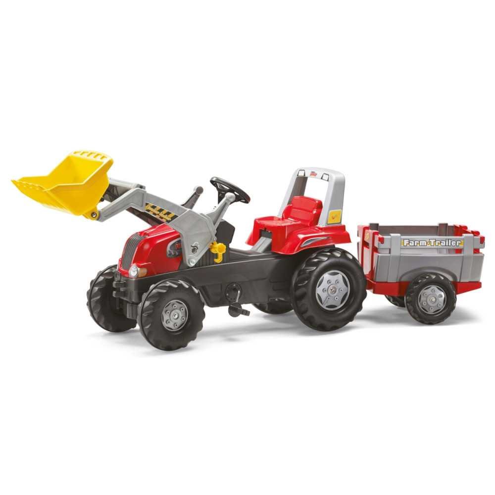 Rolly Toys 811397 Rolly Junior RT traktorius su priekaba ir kaušu Red Rolly žaislai-Judėjimui, Minami traktoriai ir jų priedai-e