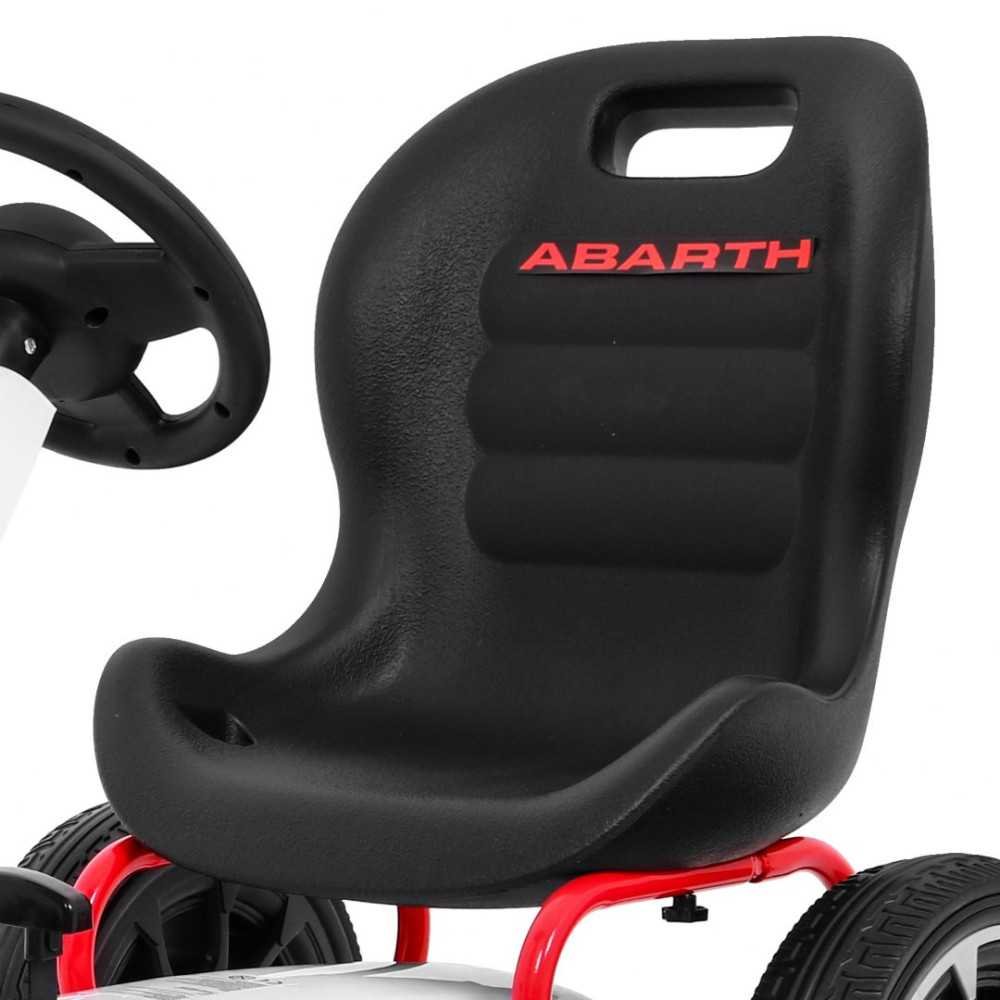 Gokart ABARTH na pedały dla dzieci Biały + Koła EVA + Hamulec ręczny + Wolny bieg