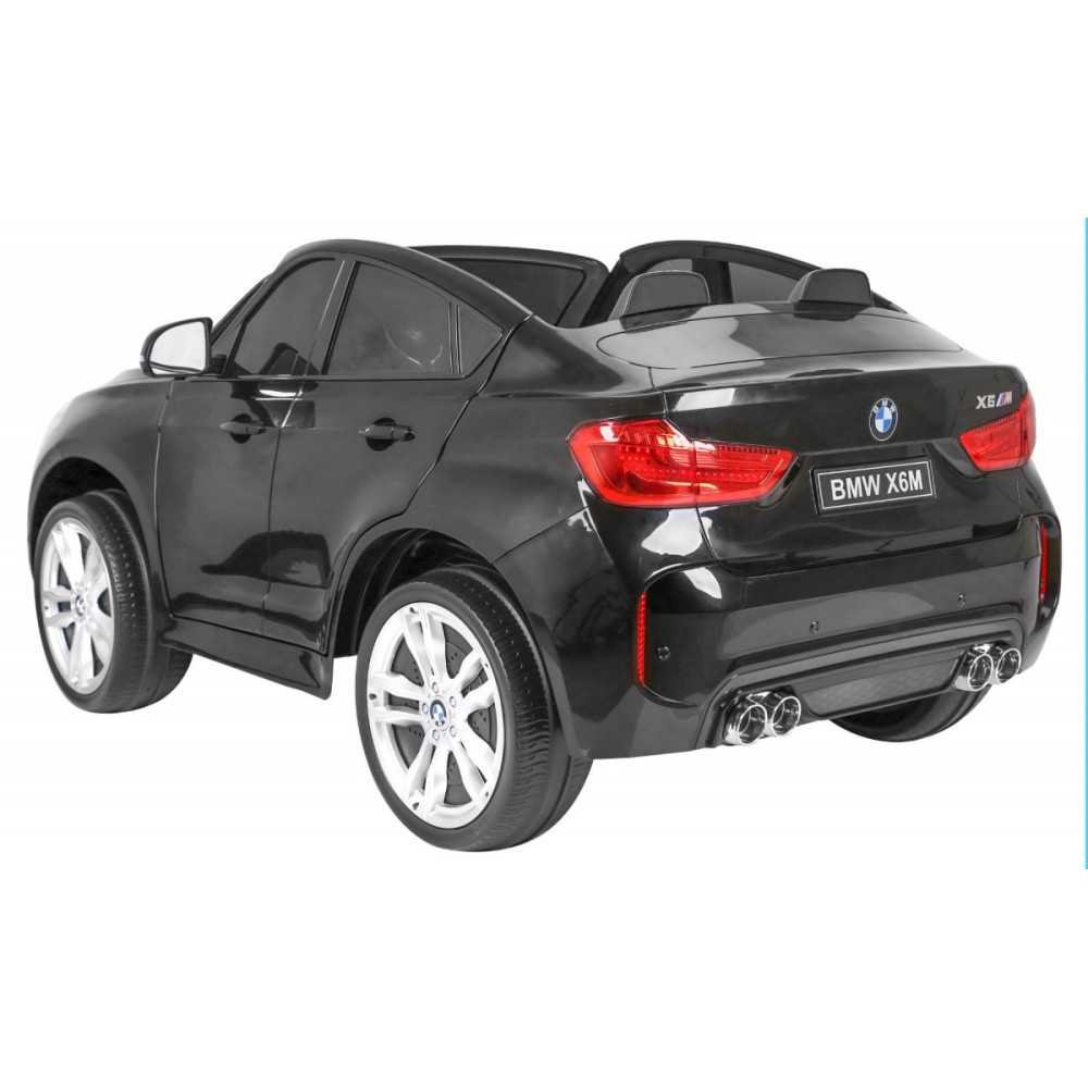 BMW X6M XXL dla 2 dzieci Czarny + Pilot + Ekoskóra + Pasy + Wolny Start + MP3 USB + LED