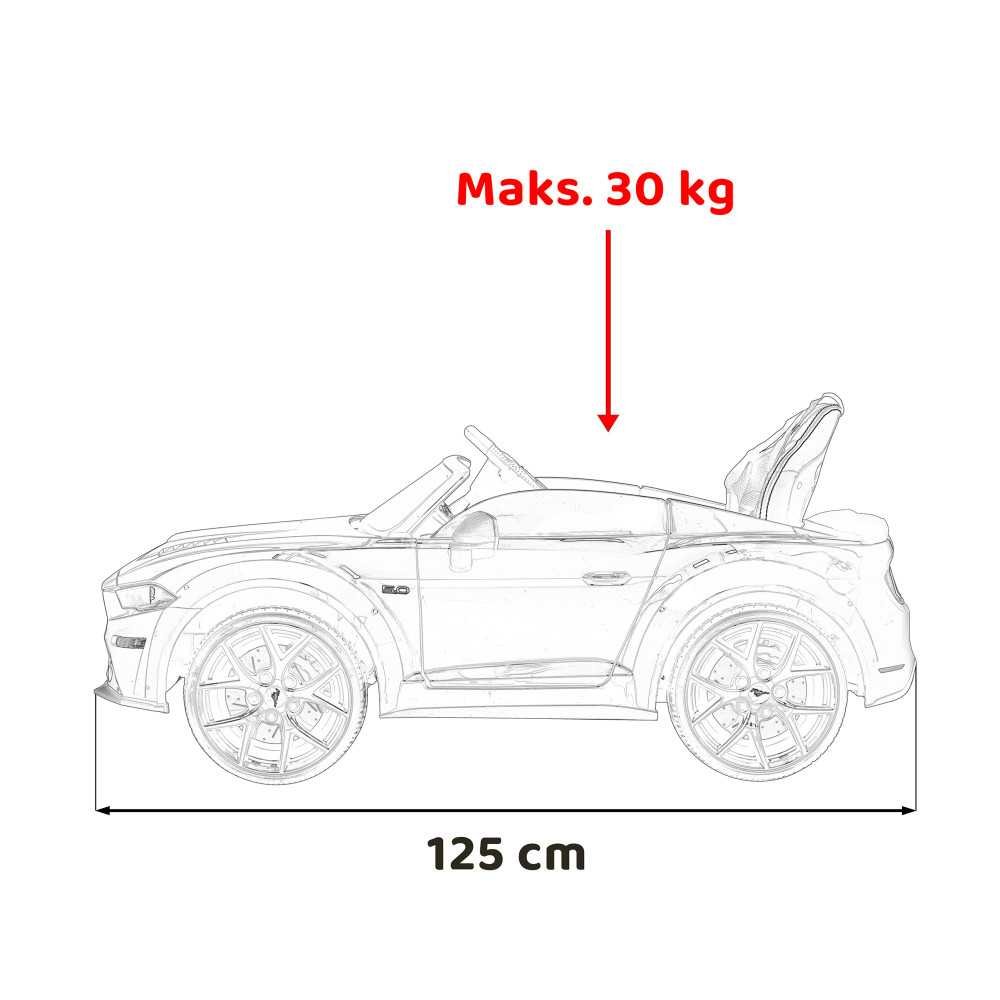 Autko Ford Mustang GT na akumulator dla dzieci Biały + Regulacja siedzenia + Audio LED + EVA + Wolny Start