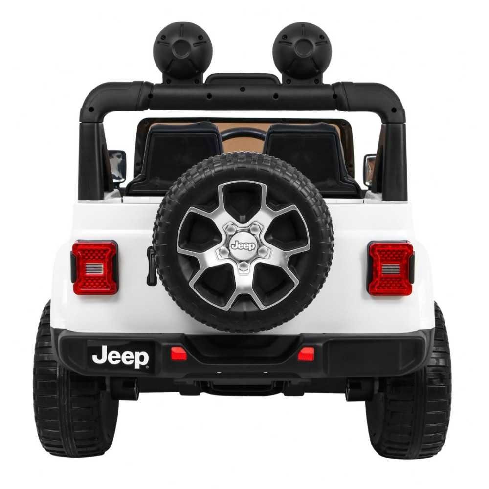 Jeep Wrangler Rubicon na akumulator dla dzieci Biały + Pilot + Radio MP3 LED + Koła EVA