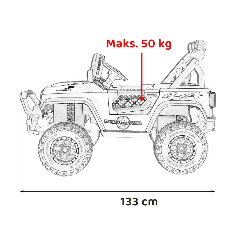 Autko terenowe Geoland Power dla 2 dzieci Żółty + Pilot + Silniki 2x200W + Bagażnik + Radio MP3 + LED