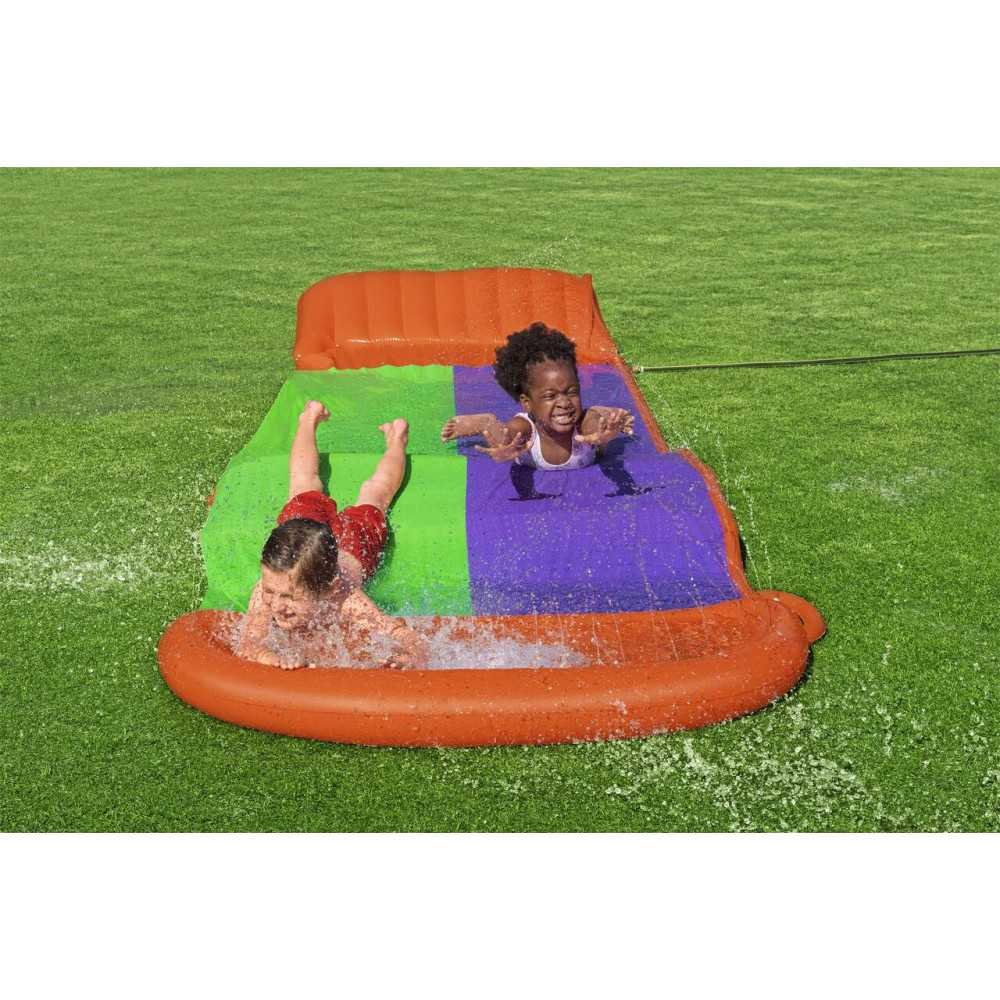 Ślizg wodny SplashCoaster dla 2 dzieci 3+ BESTWAY Tor 488cm + Spryskiwacze + Rampa